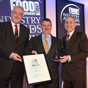 Best Trade Organisation Award – Winner: Food and Drink Federation (FDF). L to R: Award partner, Rob Smith of DAFA, representing Tulip Ltd, Tim Rycroft of the FDF, and special guest host, Michel Roux Jr.