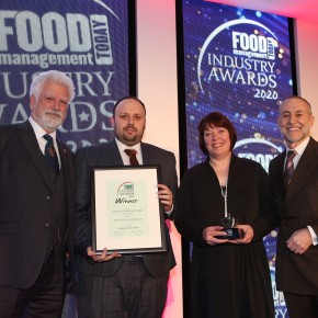 Best Poultry Product Award – Winner: Yorkshire Grain Fed Chicken by Soanes Poultry. L to R: Award partner, Bill Jermey, Food and Drink Training & Education Council, Ben Lee and Claire Wright of Soanes Poultry and Michel Roux Jr.