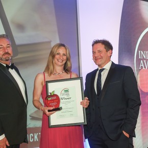 Best Seafood Product: Winner - Chef’s Larder Premium Luxury Seafood Cocktail - Booker. (l-r) David Powell of category partner Dawson Group with Naomi Davies of Booker and Matt Tebbutt.