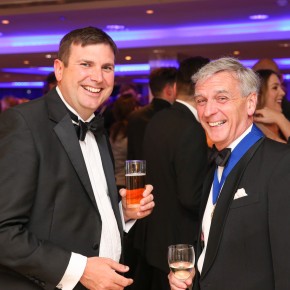 Carl Evans of Owen Taylor and Sons (left) with Major General Jeff Mason, the Clerk of the Worshipful Company of Butchers (right).