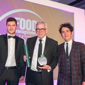 Best New Product Development: Winner - Marks and Spencer Mini Steak Sandwiches – Scotbeef. L-R: Simon Woodhouse of category partner Protolan, Ian Bentley, Scotbeef, with Pete Firman.