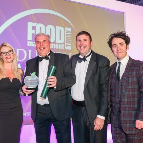 Best Bakery Product: Winner - Steak and Stilton 6” Pie – Owen Taylor and Sons Ltd. L-R: Joanne Taylor of category partner Reiser UK, Richard Taylor and Carl Evans, Owen Taylor and Sons, and Pete Firman.